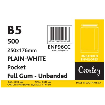 Envelopes 178x251mm, White B5, (ENP96CC)