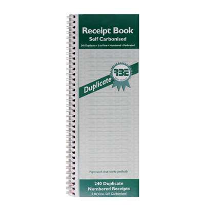 Cash Receipt Book RBE, NCR Dupl. 5 to view FO201