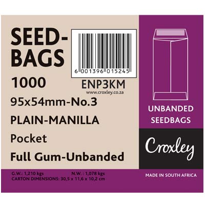 Seed Bags 54x95mm, No.3 Manilla
