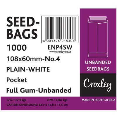 Seed Bags 60x108mm, No.4 White