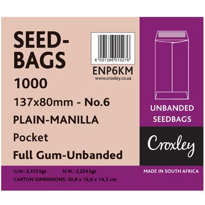 Seed Bags 80x137mm, No.6 Manilla