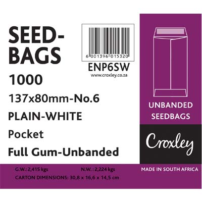Seed Bags 80x137mm, No.6 White