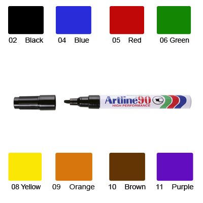 Artline 90 Marker, Permanent Ink, Chisel Point (Blue)