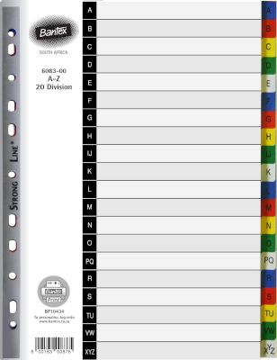 Bantex Manilla Board A4 Divider B6043 A-Z Div