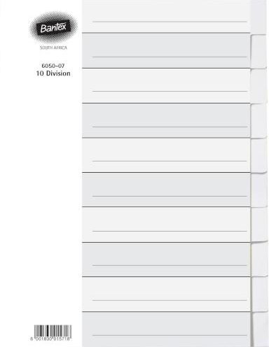 Bantex Manilla Board A4 Divider B6050 10Part