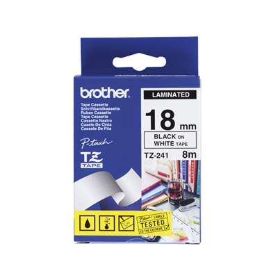 Brother TZe-241 Laminated Tape - 18mm Black on White (8m)