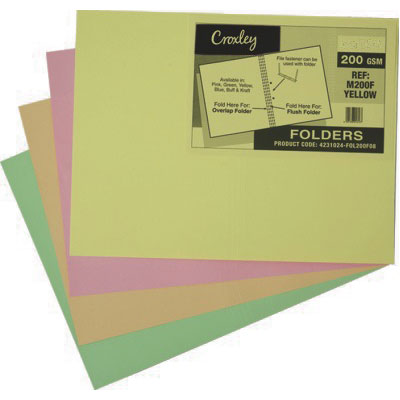 Croxley Manilla Folders 200gsm Foolscap (Asstd)