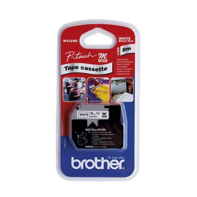 Brother Label Tape P-Touch 9mmx8m MK221BZ Blk&Wht