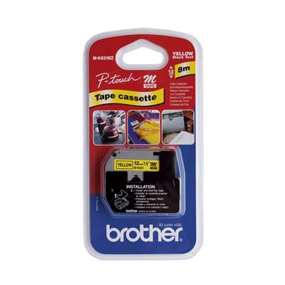 Brother Label Tape P-Touch 12mmx8m Blk&Yellow MK631B