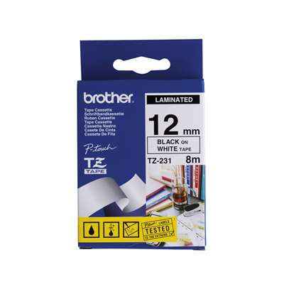 Brother Label Tape P-Touch TZe231 12mm x 8 m Black on white