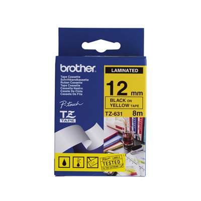 Brother Label Tape P-Touch TZe631 12mmx8 m Black on yellow