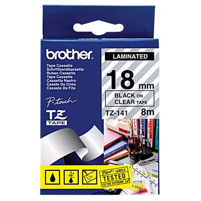 Brother Label Tape TZe-141 Black on Clear 18mmx8m