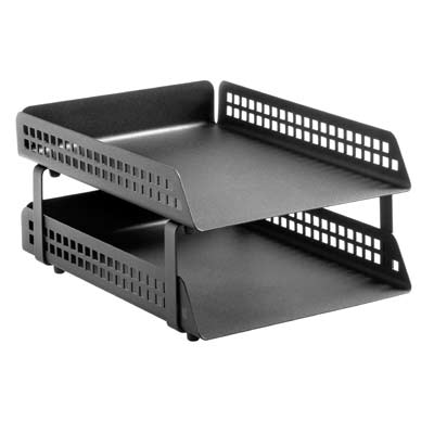 Perforated Square Punch 2 Tier Letter Tray (Krost Black)