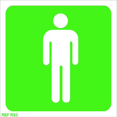 Self Adhesive Signs, Pre-printed with ￿Men's Toilet￿, 150x150mm