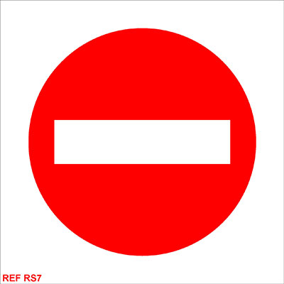 Self Adhesive Signs, Pre-printed with ￿No Entry￿, 150x150mm.