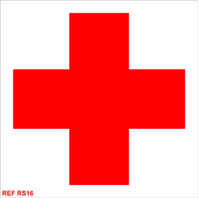 Self Adhesive Signs, Pre-printed with ￿Red Cross Medical Box￿, 150x150mm.