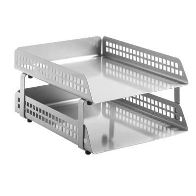Perforated Square Punch 2 Tier Letter Tray (Krost Silver)
