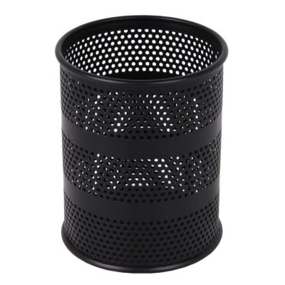 Wire Mesh Punched Pen Holder Small Round DLD0 (Black)