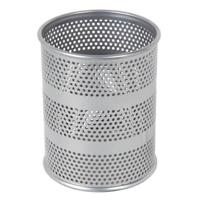 Wire Mesh Punched Pen Holder Small Round DLD0 (Silver)