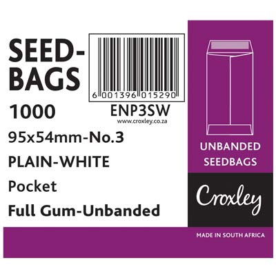 Seed Bags 54x95mm, No.3 White