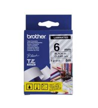 Brother TZe-111 Laminated Tape - 6mm Black on Clear (8m)