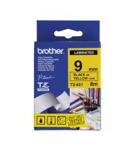 Brother TZe-621 Laminated Tape - 9mm Black on Yellow (8m)