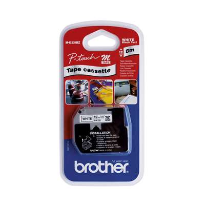 Brother Label Tape P-Touch 12mm MK231BZ PT55 Blk&Wht