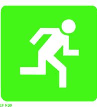 Self Adhesive Signs, Redfern, Pre-printed with ￿Escape Right￿, 150x150mm.