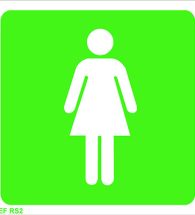 Adhesive Signs, Pre-printed with ￿Ladies Toilet￿, 150x150mm.