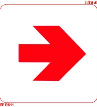 Self Adhesive Signs, Pre-printed with ￿Red Arrow￿, 150x150mm.