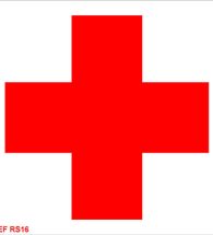 Self Adhesive Signs, Pre-printed with ￿Red Cross Medical Box￿, 150x150mm.