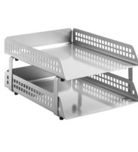Perforated Square Punch 2 Tier Letter Tray (Krost Silver)